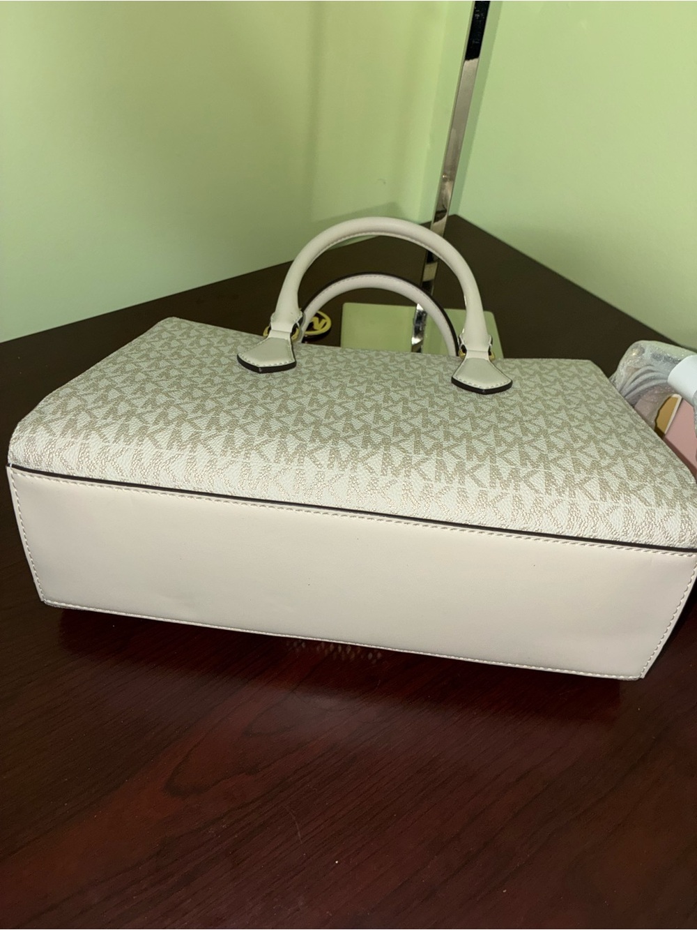 Michael Kors White and Metallic Silver Signature Satchel - Picture 3 of 4